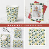 水彩レモンと冬の緑の写真 シーズンポストカード