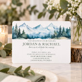 エレガントな水彩画の山の結婚式 出欠カード