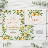 ウオータカラーオレンジシトラスフルーツ結婚植物園 招待状 (この独立クリエイターのコレクションをカスタマイズ。)