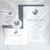 ウォーターカラーパームズと石板結婚ズ エンクロージャーカード