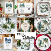 雪の松林の冬のブライズシャワー ラウンドシール