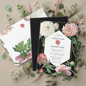 ピンクの牡丹結婚の花の黒い座席表 ポスター (この独立クリエイターのコレクションをカスタマイズ。テスト)