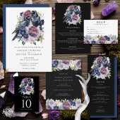 Watercolor Ravens Gothic Purple Floral スクエアシール