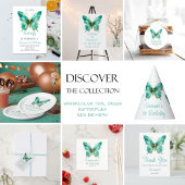 女の子かわいい蝶1st誕生日パーティー 招待状