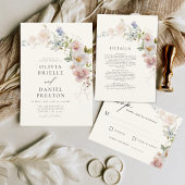 ワイルドフラワー庭園の結婚式RSVP 招待状