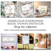 水エレガント色ワイルドフラワーブライダルシャワー 招待状
