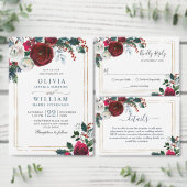 冬エレガントバラ紅葉結婚色 セーブザデート (この独立クリエイターのコレクションをカスタマイズ。)