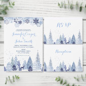 水彩森林冬季婚礼欢迎会 エンクロージャーカード (この独立クリエイターのコレクションをカスタマイズ。)