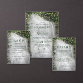 滝のストリングライト 素朴な森のウェディング セーブザデート (この独立クリエイターのコレクションをカスタマイズ。)