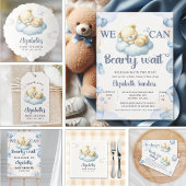 Teddy Bear Theme Baby shower boy サンキューカード