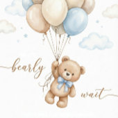 We Can Bearly Wait Boy Baby Shower Custom スクエアシール