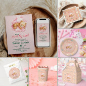 我々は良い待ち男の子かわいいクマ赤ちゃんシャワー ラウンドシール