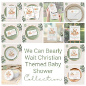 Teddy Bear Christian Baby Shower オールインワンQR 招待状