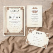 ヴィンテージライブラリエレガントブックのScrollwork Fairytable セーブザデート (この独立クリエイターのコレクションをカスタマイズ。)