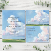 Painted Landscape Sky Cloud Wedding Return Address ラベル (この独立クリエイターのコレクションをカスタマイズ。)