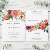 Elegant Romantic Watercolor Floral Wedding Details エンクロージャーカード (この独立クリエイターのコレクションをカスタマイズ。)