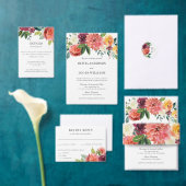 Romantic Watercolor Bouquet Wedding Reply 出欠カード (この独立クリエイターのコレクションをカスタマイズ。)