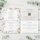 シンプルWildflower Alabasterのタイムレスな結婚 招待状 (この独立クリエイターのコレクションをカスタマイズ。)