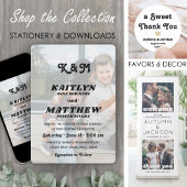 レトロスタイリッシュモノグラムオーバーレイ2フォト結婚ズ 招待状