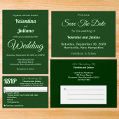Typography Style Dark Green Wedding Reception エンクロージャーカード