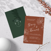 緑エレガントとテラコッタコスモスの結婚花 ギフトタグ