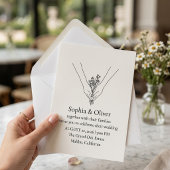 Minimalist Rose Line Art Wedding Invitation 招待状