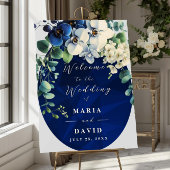Navy Blue Floral Wedding Program 招待状