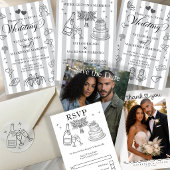 Wedding Whimsical Doodles Grey and White  ラベル