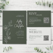 エレガントモダンモスグリーン結婚ズ メニュー (この独立クリエイターのコレクションをカスタマイズ。)