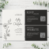 モダンフローラブラック結婚オニキスブライダルシャワー 招待状 (この独立クリエイターのコレクションをカスタマイズ。)