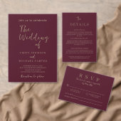 Personalized Burgundy Wedding Modern Elegant  縁ありカクテルナプキン (この独立クリエイターのコレクションをカスタマイズ。)