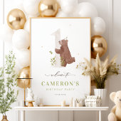 かわいい水彩熊ウッドランド最初の誕生日パーティー スタンダードカクテルナプキン