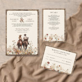 Boho Cream Wildflower Wood Wedding Details エンクロージャーカード (この独立クリエイターのコレクションをカスタマイズ。)