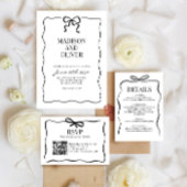 Whimsical Black Bow Tie Wedding QR Code Rsvp