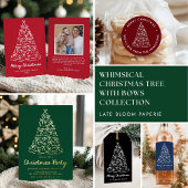 Whimsical Christmas Tree Bows Red Photo シーズンカード