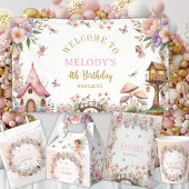 Whimsical Flower Fairy 4th birthday Banner 横断幕
