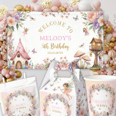 Whimsical flower fairy garden 5th birthday  ラウンドシール