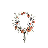 Elegant Black and Orange Floral Bar Menu アクリルサイン