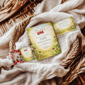 Whimsical Garden Lady Bug 1st Birthday 招待状