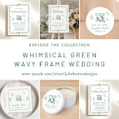 Whimsical Hand Drawn Green Wedding Reception 招待状