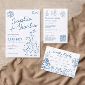 手よくはしゃぐお洒落引きイラストレーション結婚 招待状 (この独立クリエイターのコレクションをカスタマイズ。)