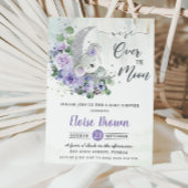 Purple Koala私たちは月の女の子の赤ちゃんシャワー上にいる 招待状