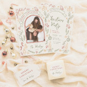 レトロお洒落クリスマスイラストアーチ写真 シーズンカード