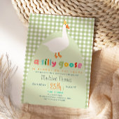 Cute Gingham Silly Goose Baby Shower Welcome ポスター