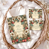 Whimsical Strawberry Forest Baby Shower 招待状