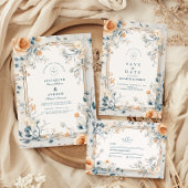 お洒落ヴィンテージフローラ結婚シダ セーブザデート