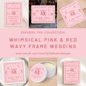 Whimsical Hand Drawn Pink Red Wedding ポーカーチップ