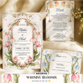 赤面お洒落ピンクと金ゴールドフローラ日付の保存 招待状