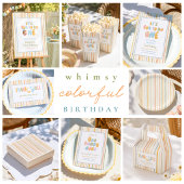 パステルカラーのストライプが可愛い2歳の誕生日 招待状