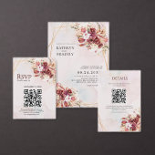Boho Burgundy Floral Geometric Wedding  招待状 (この独立クリエイターのコレクションをカスタマイズ。)